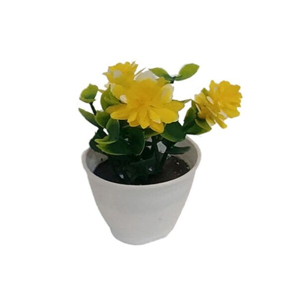 گلدان به همراه گل مصنوعی مدل S5 زرد