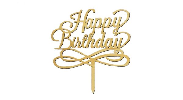تاپر کیک تولد هپی مدل happy birthday زرد